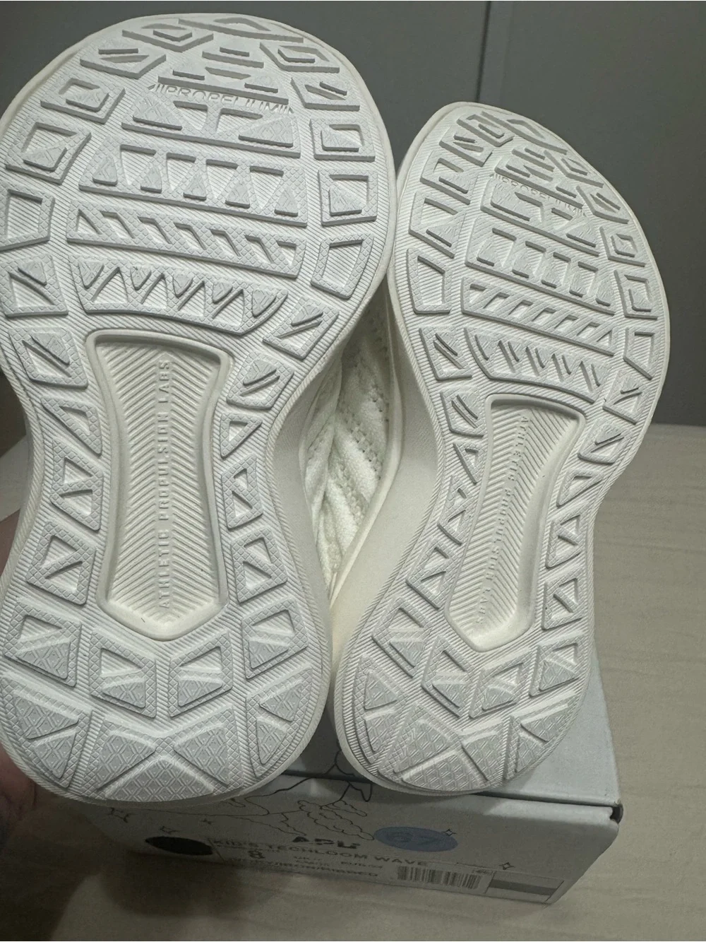 APL Kids' Techloom Wave Knit Sneaker in Ivory with Iron Ribbed Detail